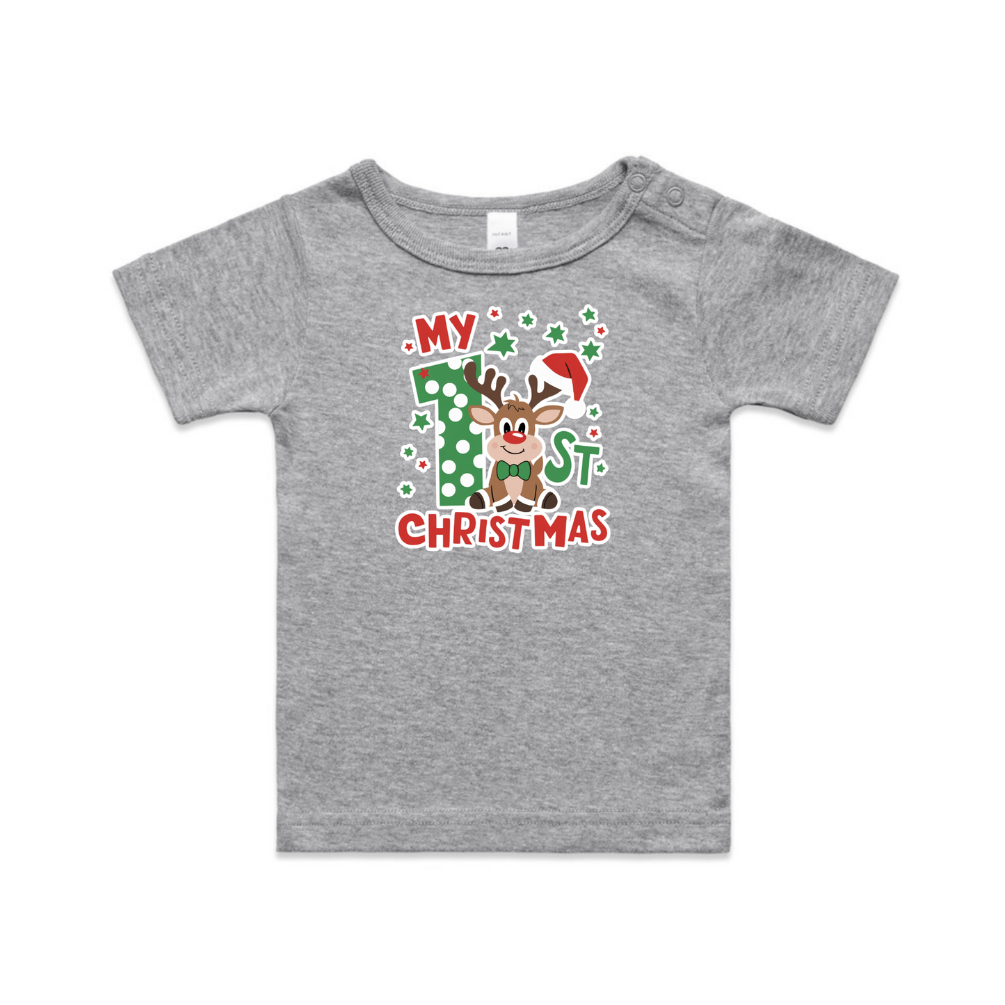 1st Christmas Reindeer XMAS - Organic Infant Tee OR Bodysuit