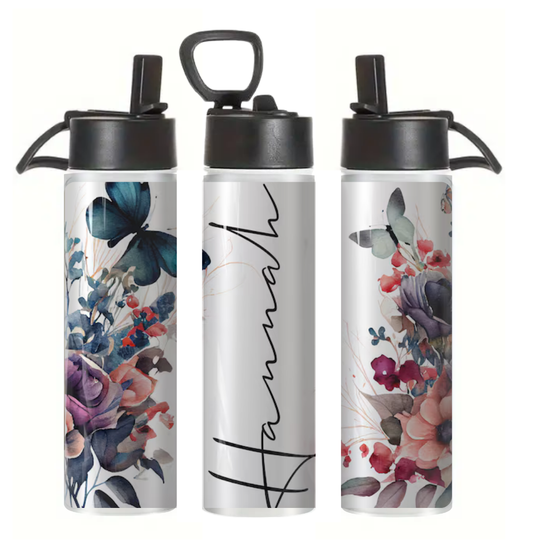 Butterfly Floral Name - Tumbler & Bottle