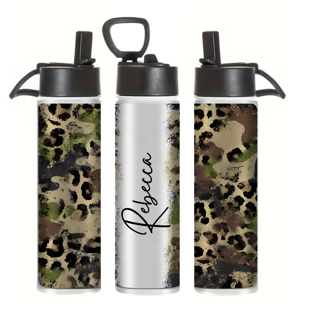 Leopard Camo Name - Tumbler & Bottle