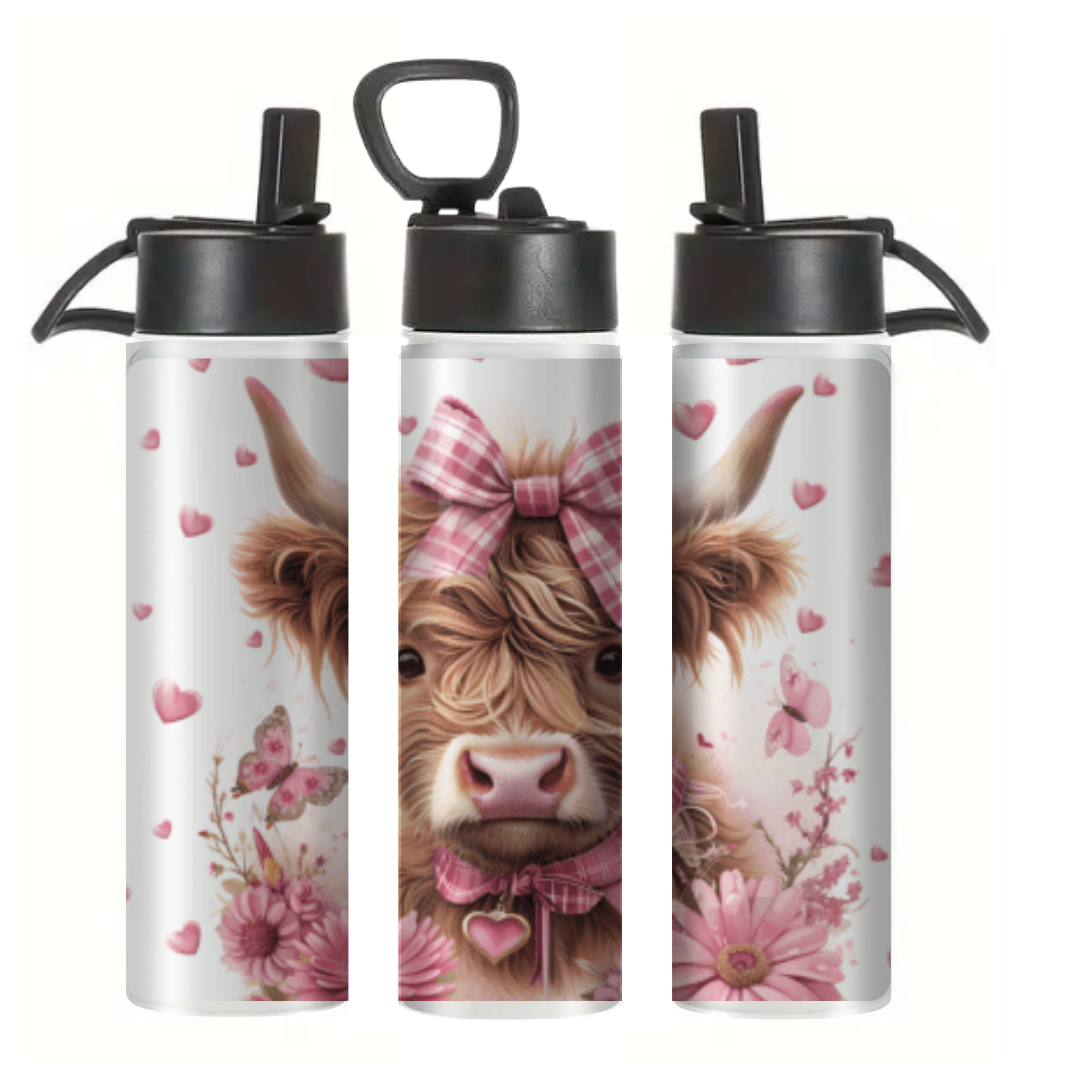 Pink Highland Cow - Tumbler & Bottle