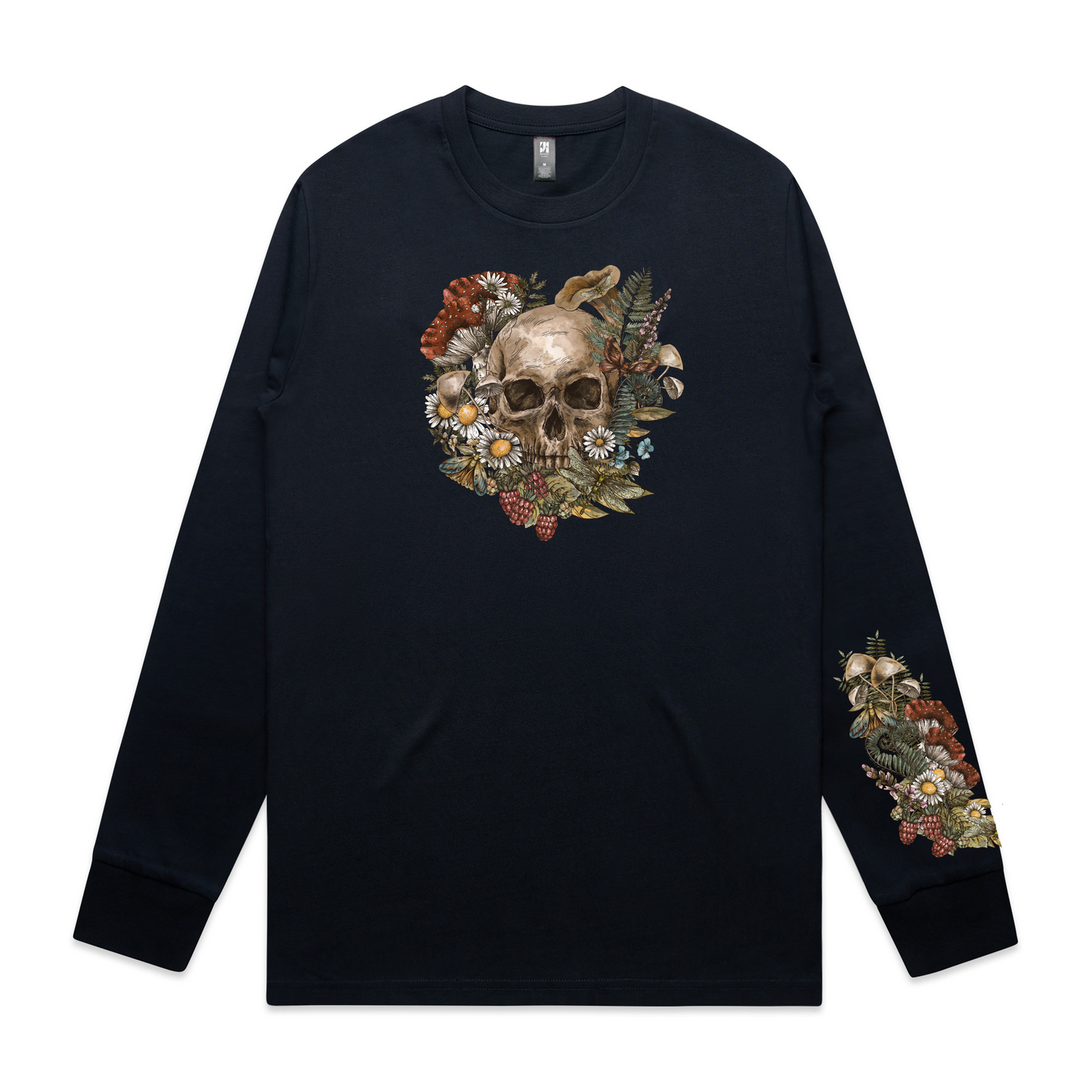 Mens Wild Flora Skull Long Sleeve