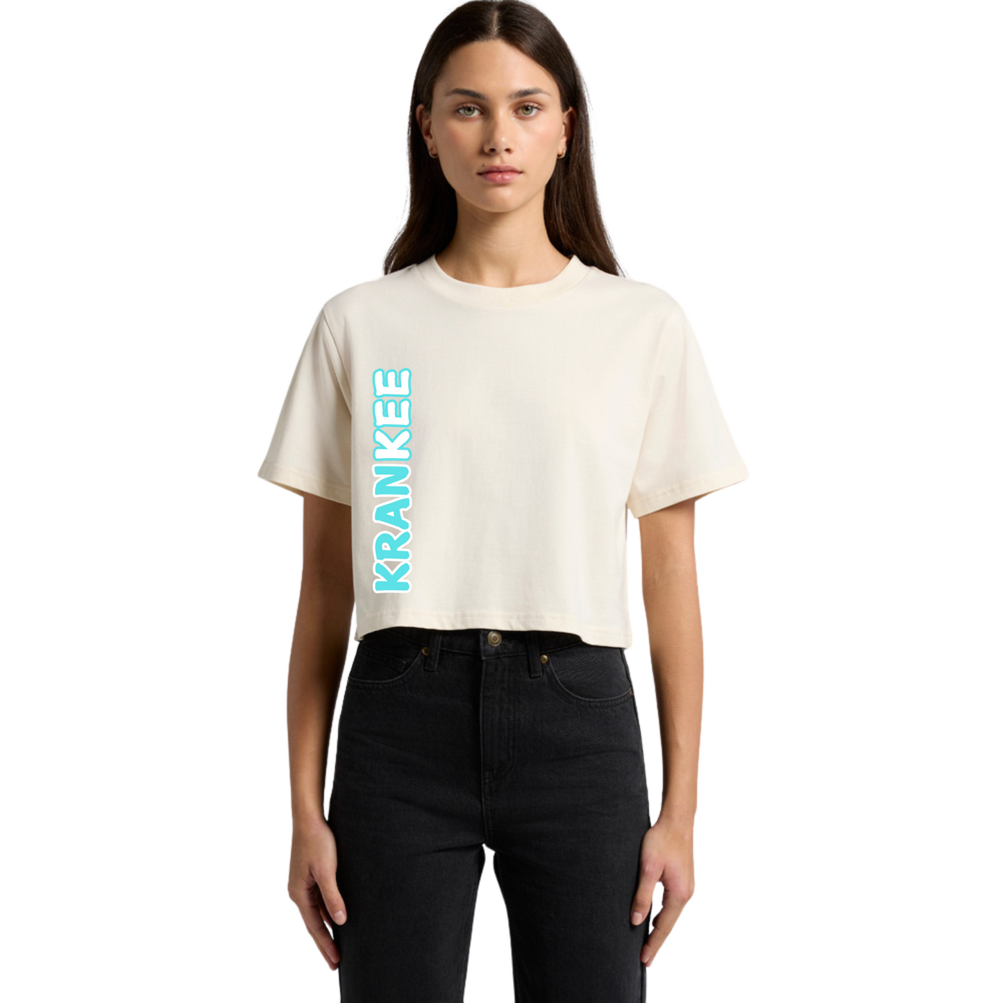 Aqua Krankee Split - Womens Crop Tee