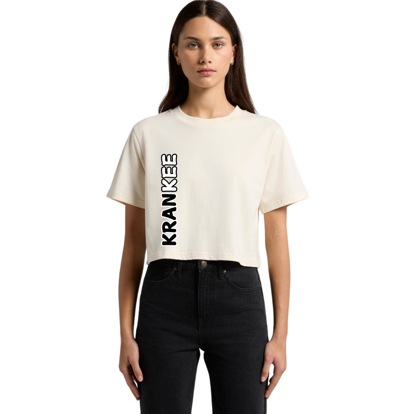 B/W Krankee Split - Womens Crop Tee