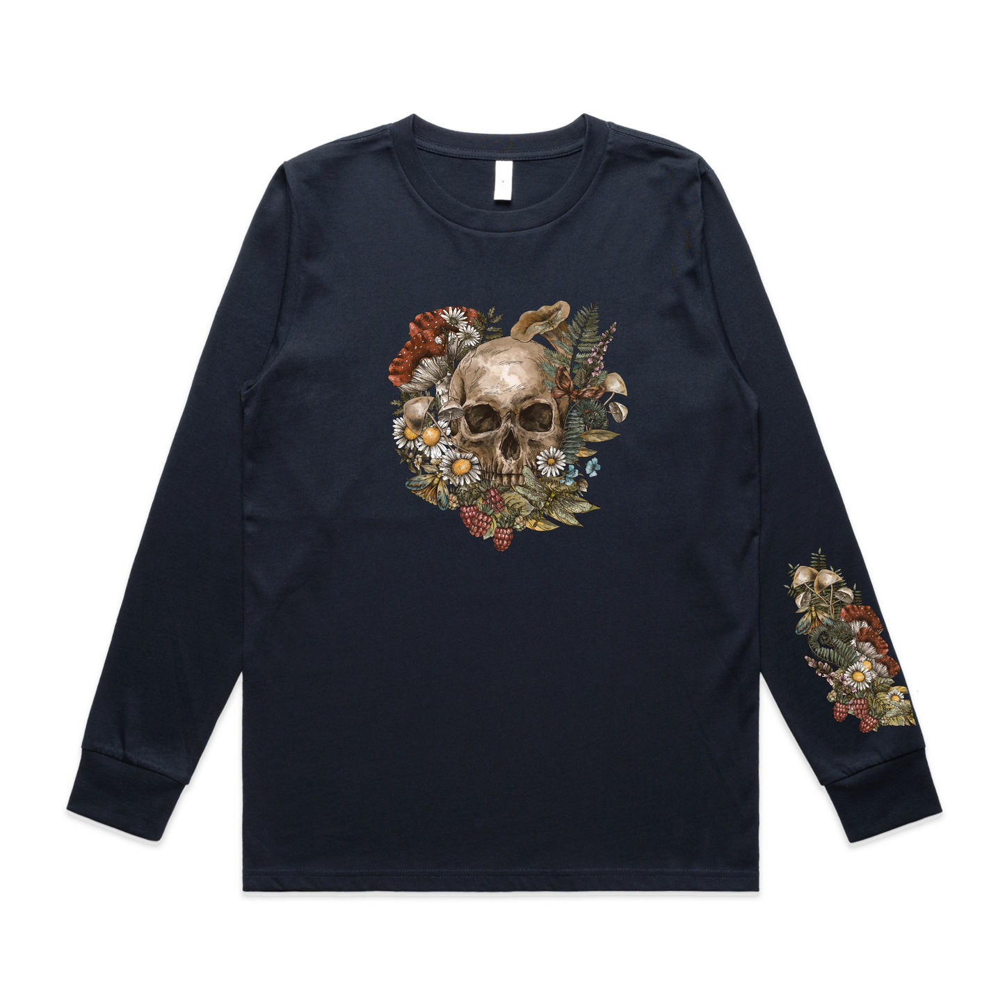 Womens Wild Flora Skull Long Sleeve