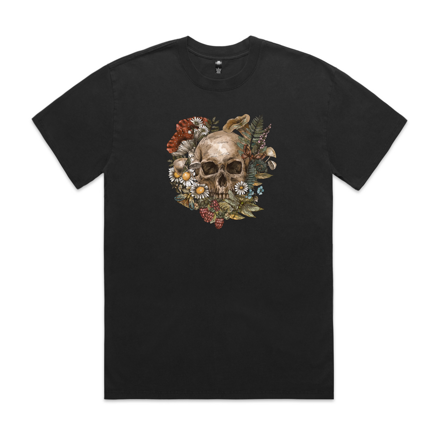 Mens Wild Flora Skull Heavy Tee