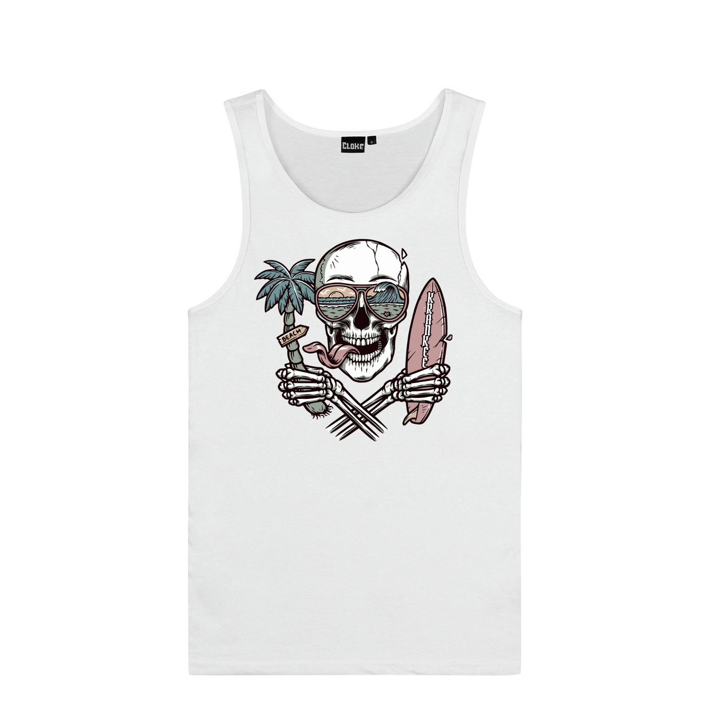 Mens Surf Skull Singlet
