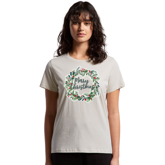 Wreath Merry XMAS - Womens Tee
