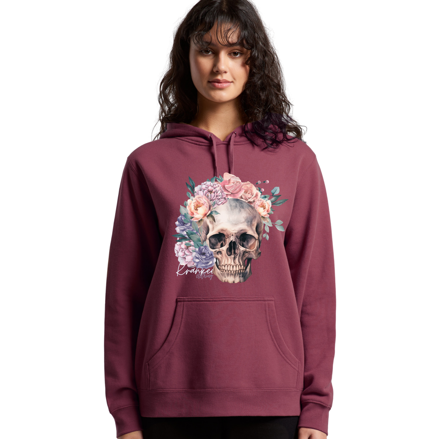 Womens Floral Skull Hoodie
