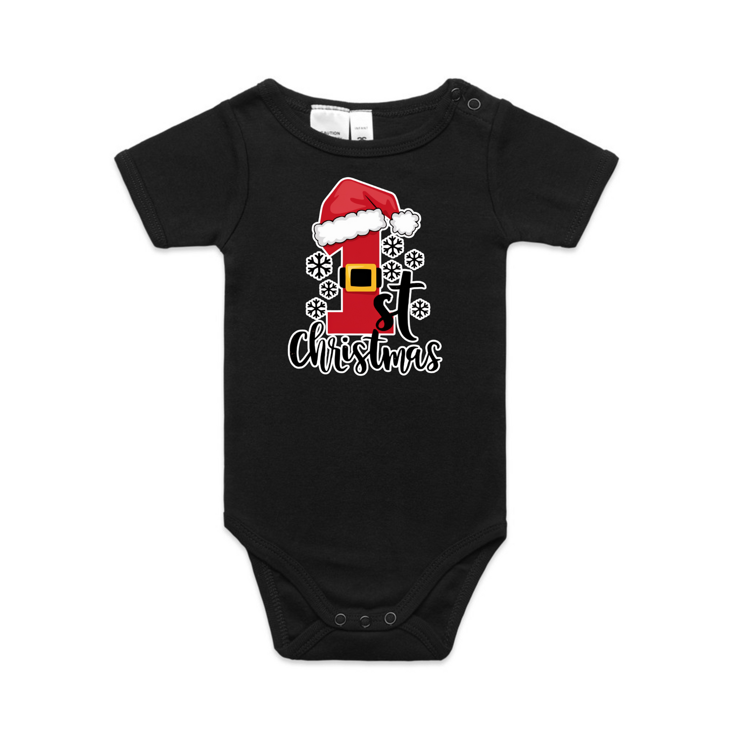 1st Christmas Hat XMAS - Organic Infant Tee OR Bodysuit