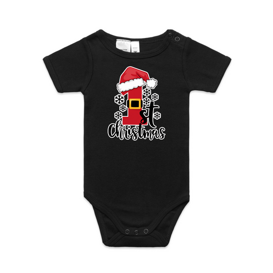 1st Christmas Hat XMAS - Organic Infant Tee OR Bodysuit