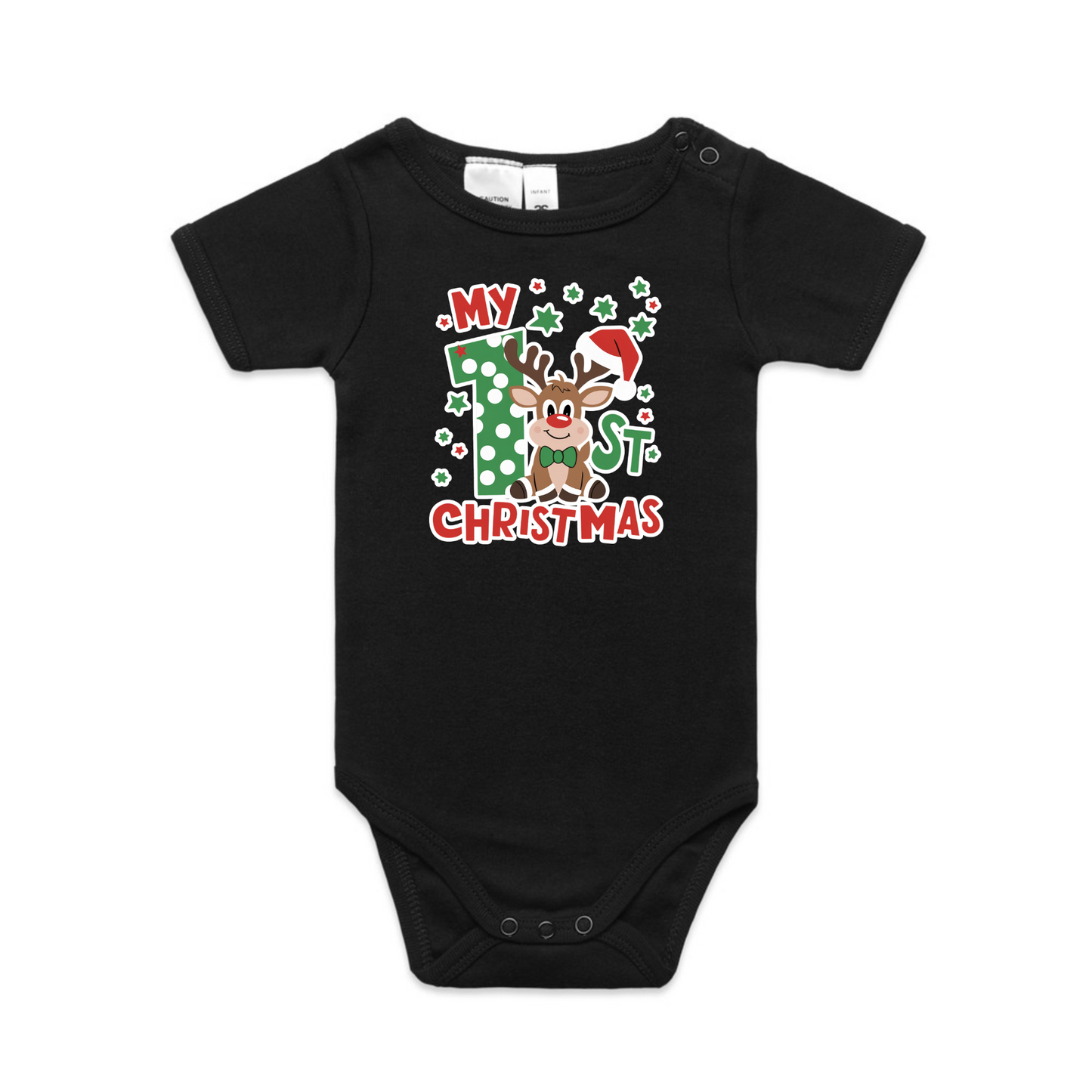 1st Christmas Reindeer XMAS - Organic Infant Tee OR Bodysuit