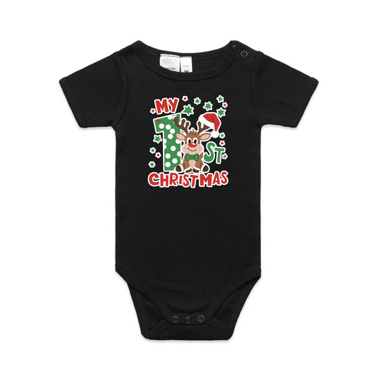 1st Christmas Reindeer XMAS - Organic Infant Tee OR Bodysuit