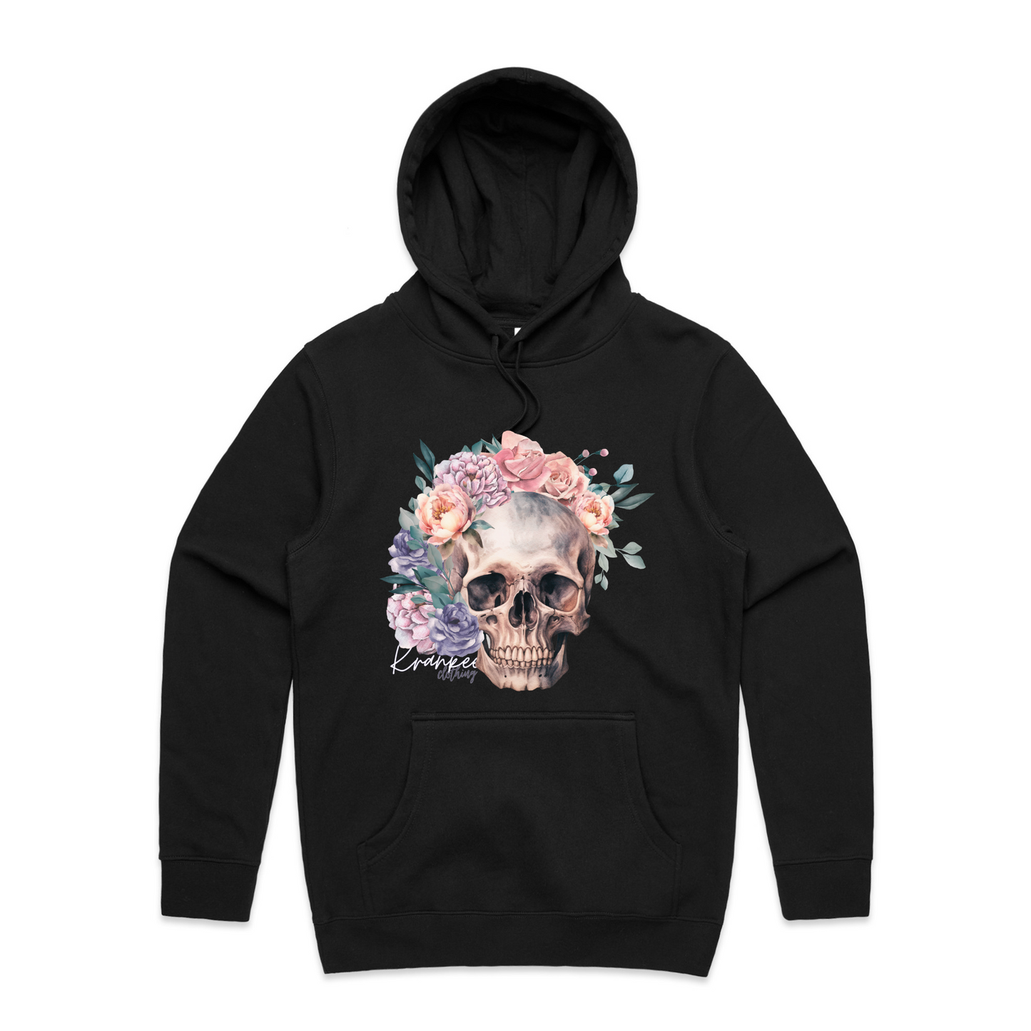 Mens Floral Skull Hoodie