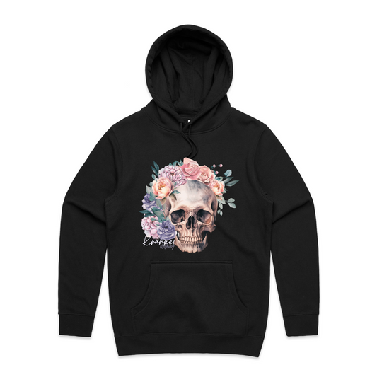 Mens Floral Skull Hoodie