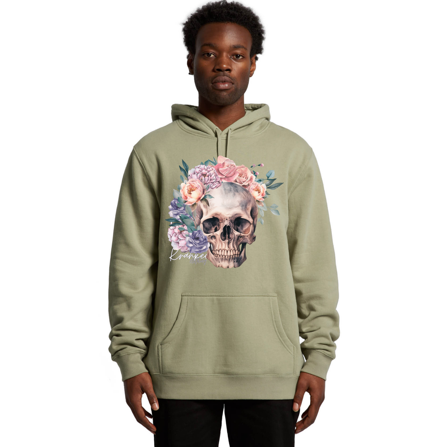 Mens Floral Skull Hoodie