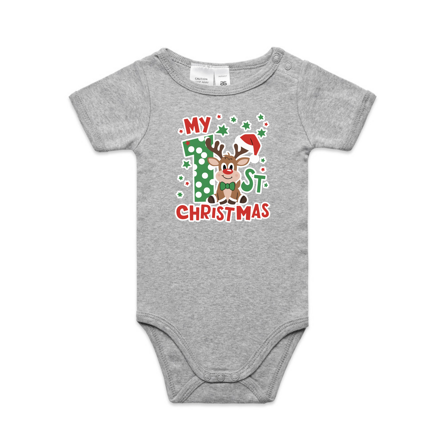 1st Christmas Reindeer XMAS - Organic Infant Tee OR Bodysuit