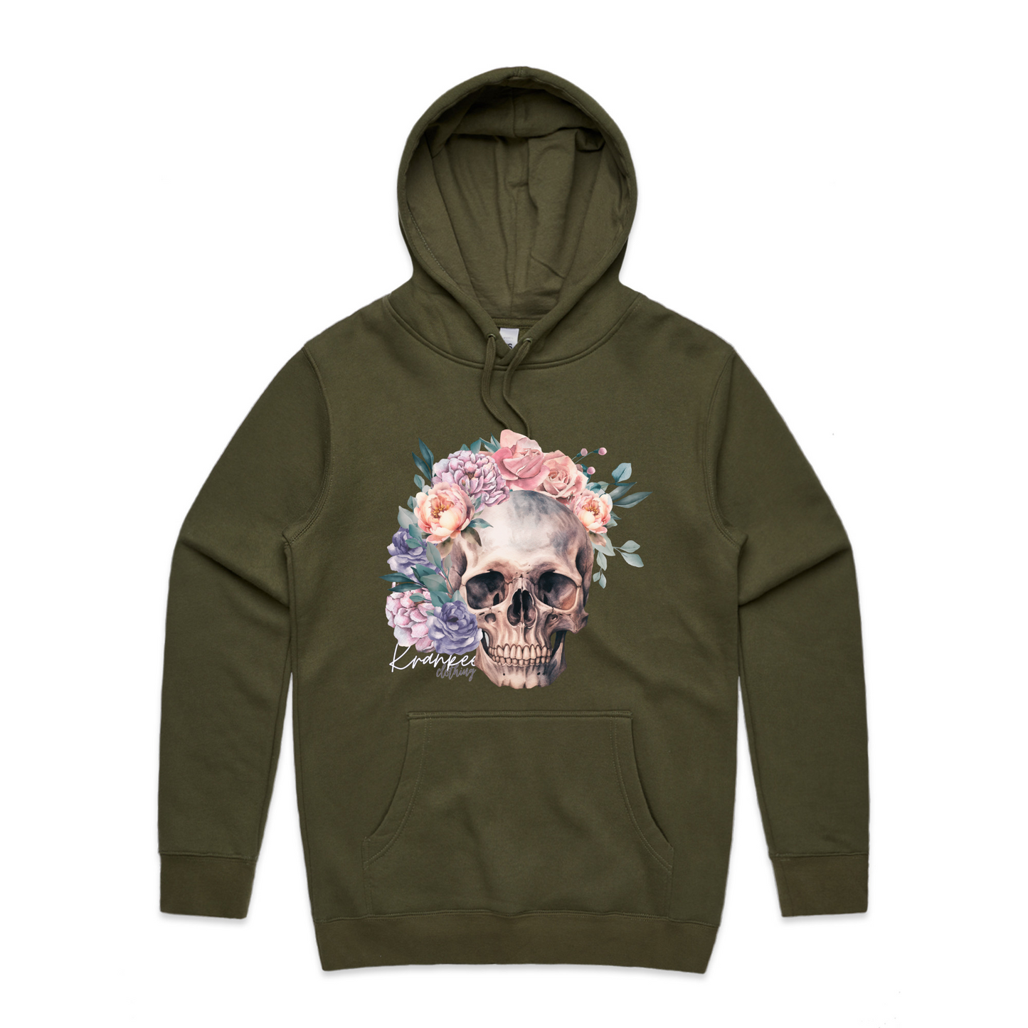 Mens Floral Skull Hoodie