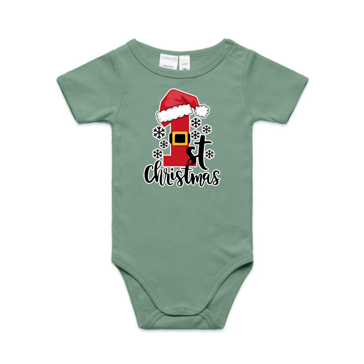 1st Christmas Hat XMAS - Organic Infant Tee OR Bodysuit