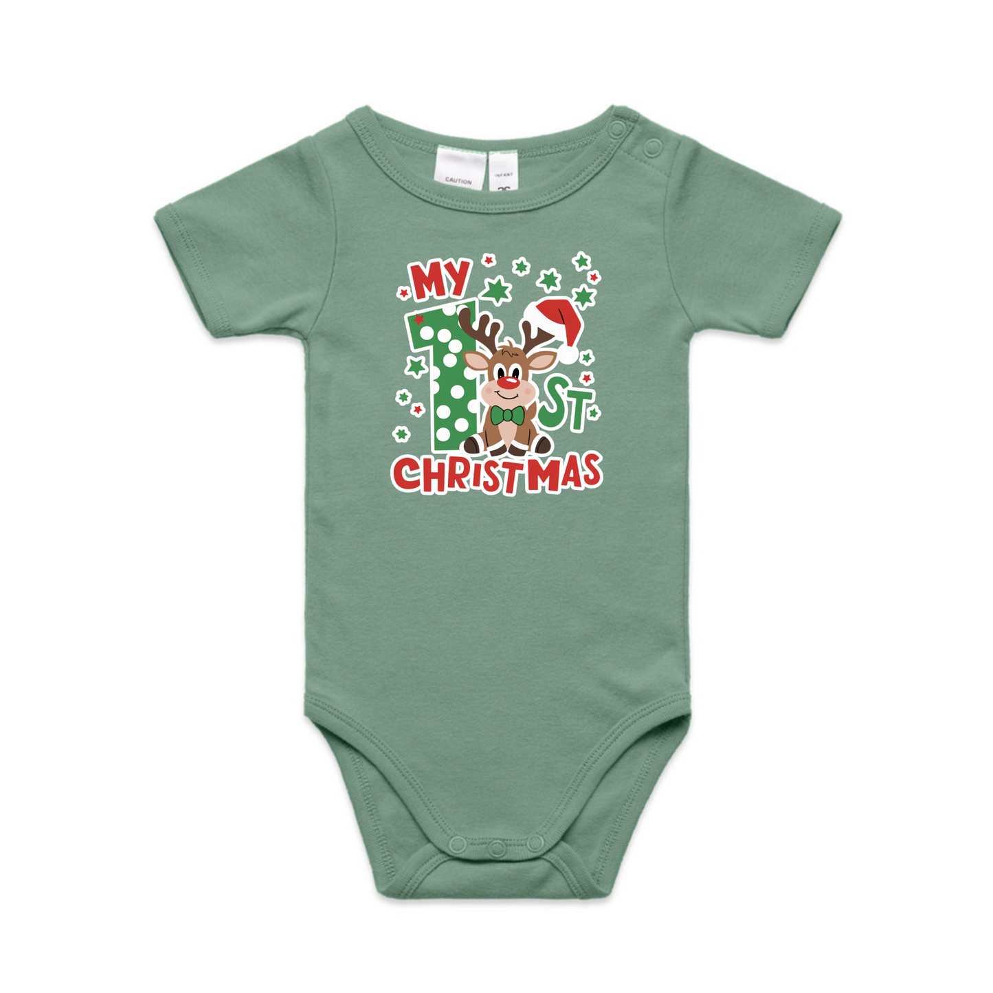 1st Christmas Reindeer XMAS - Organic Infant Tee OR Bodysuit