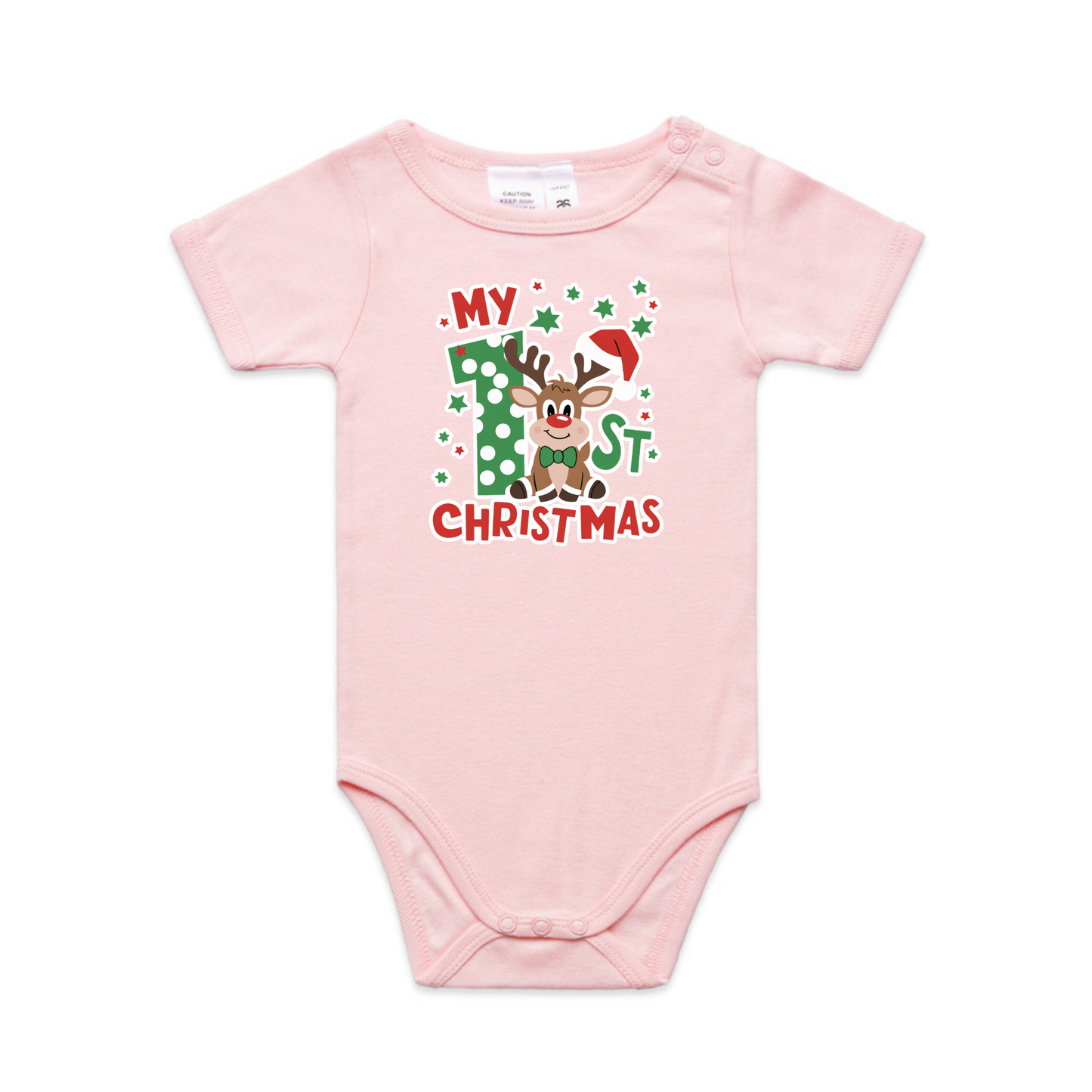 1st Christmas Reindeer XMAS - Organic Infant Tee OR Bodysuit