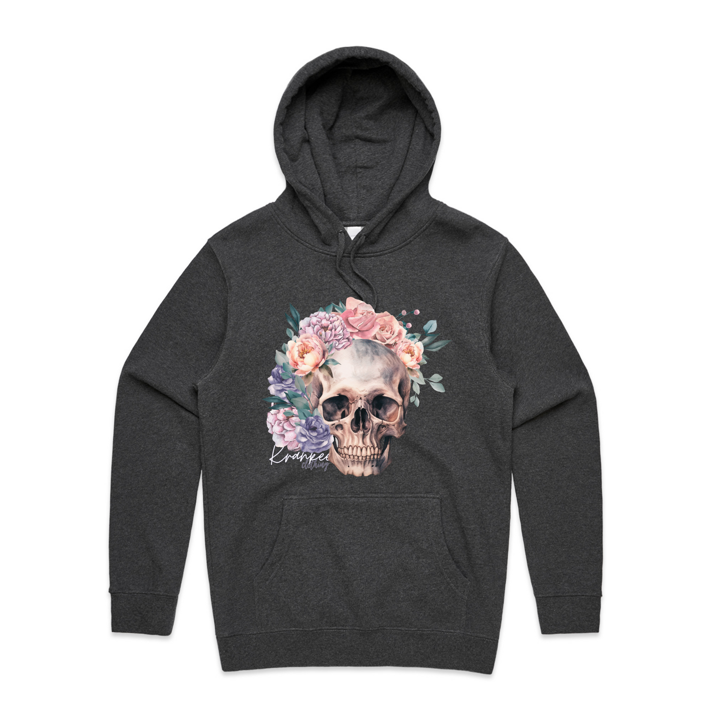 Mens Floral Skull Hoodie