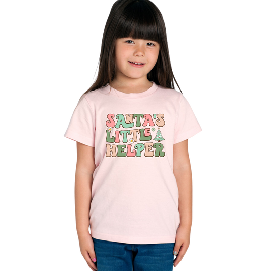 Santas Little Helper (Flowers option) XMAS - Kids Tee