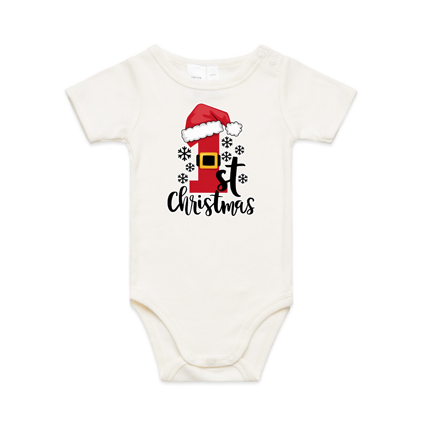 1st Christmas Hat XMAS - Organic Infant Tee OR Bodysuit
