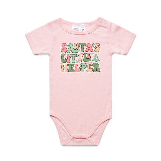Santas Little Helper (Flower option)XMAS - Organic Infant Tee OR Bodysuit