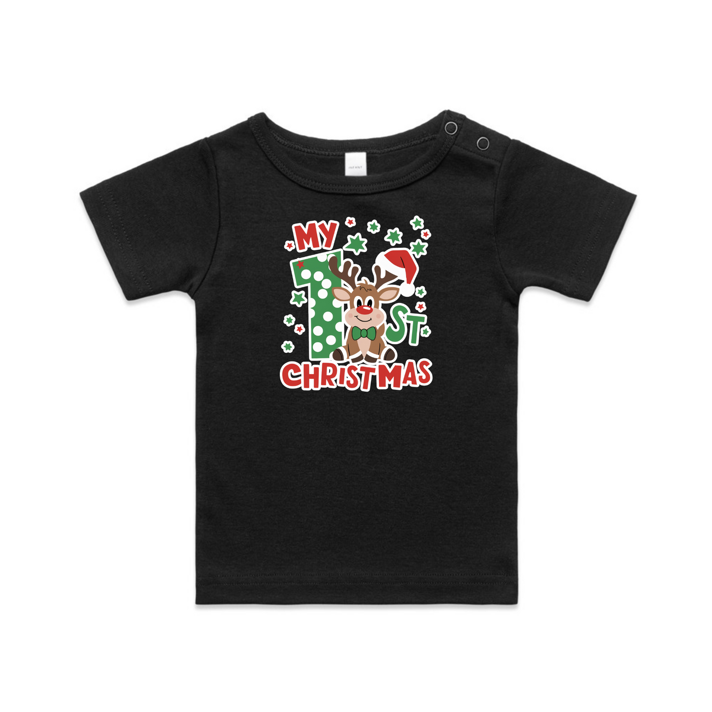 1st Christmas Reindeer XMAS - Organic Infant Tee OR Bodysuit