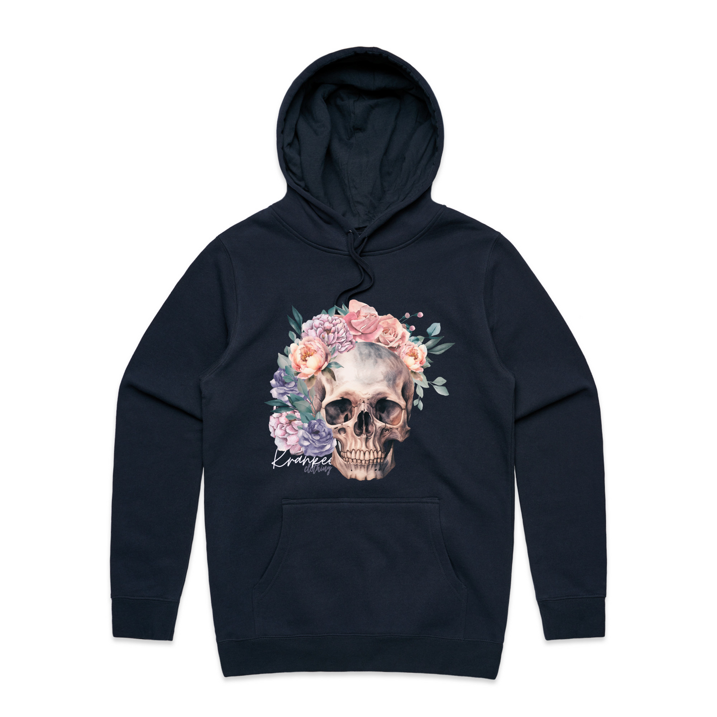 Mens Floral Skull Hoodie