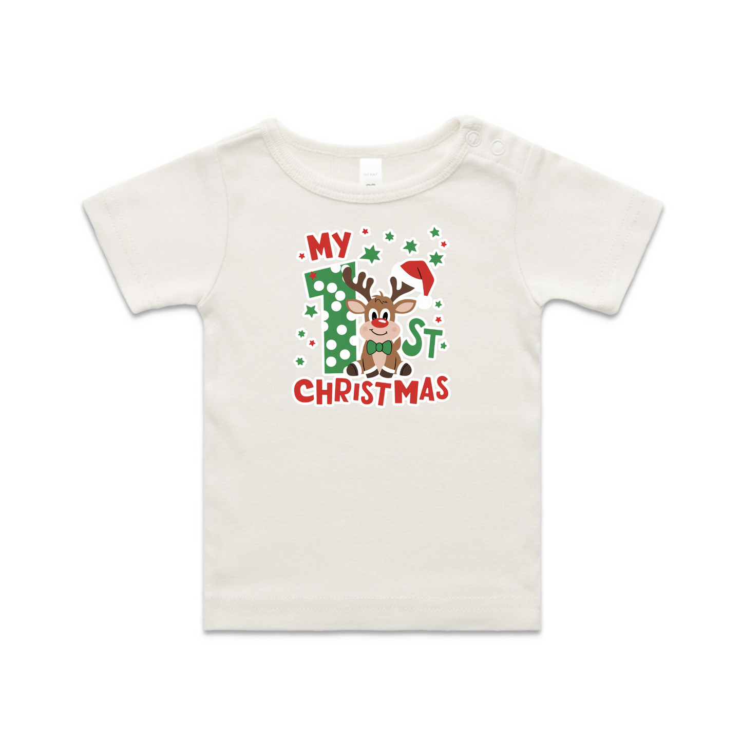 1st Christmas Reindeer XMAS - Organic Infant Tee OR Bodysuit