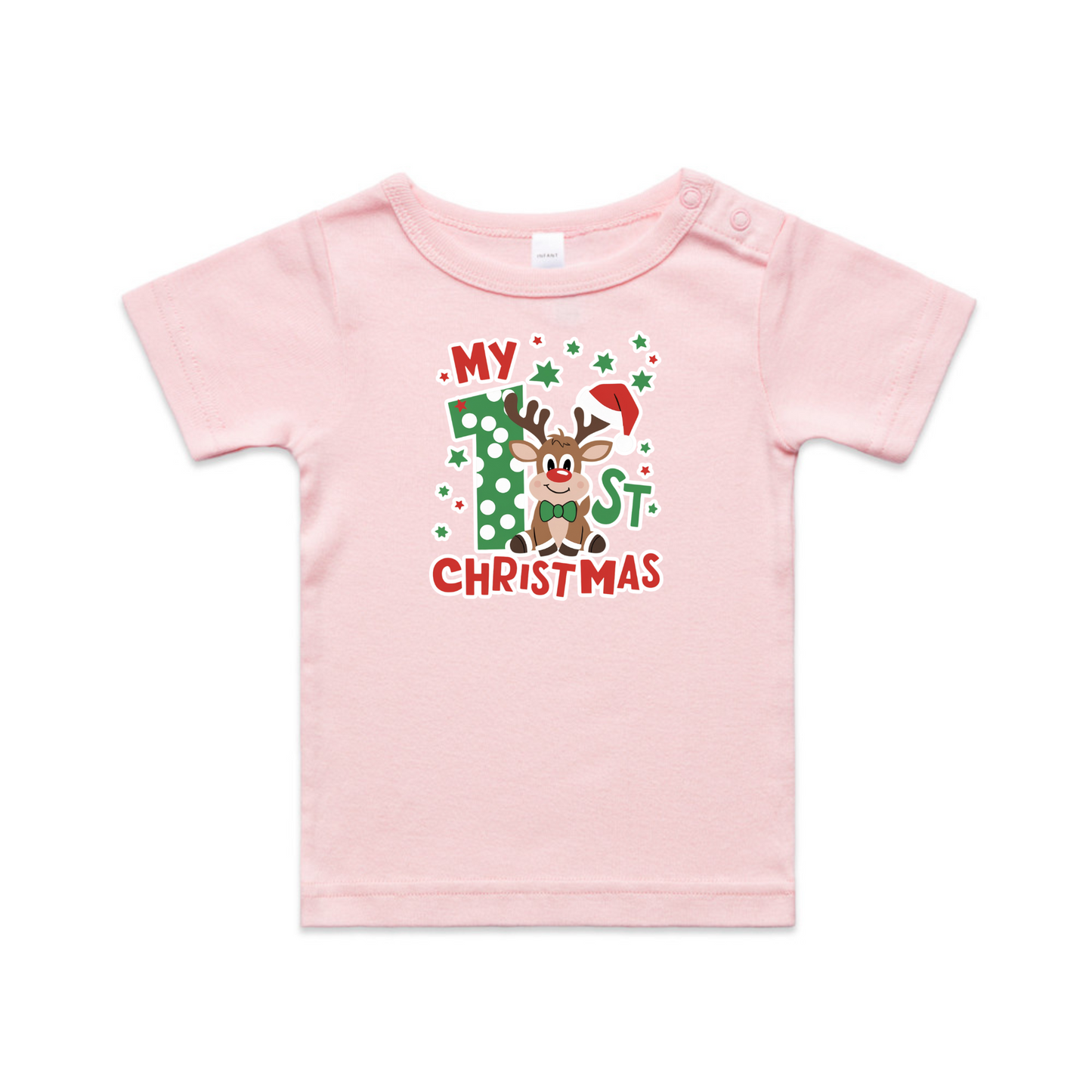 1st Christmas Reindeer XMAS - Organic Infant Tee OR Bodysuit