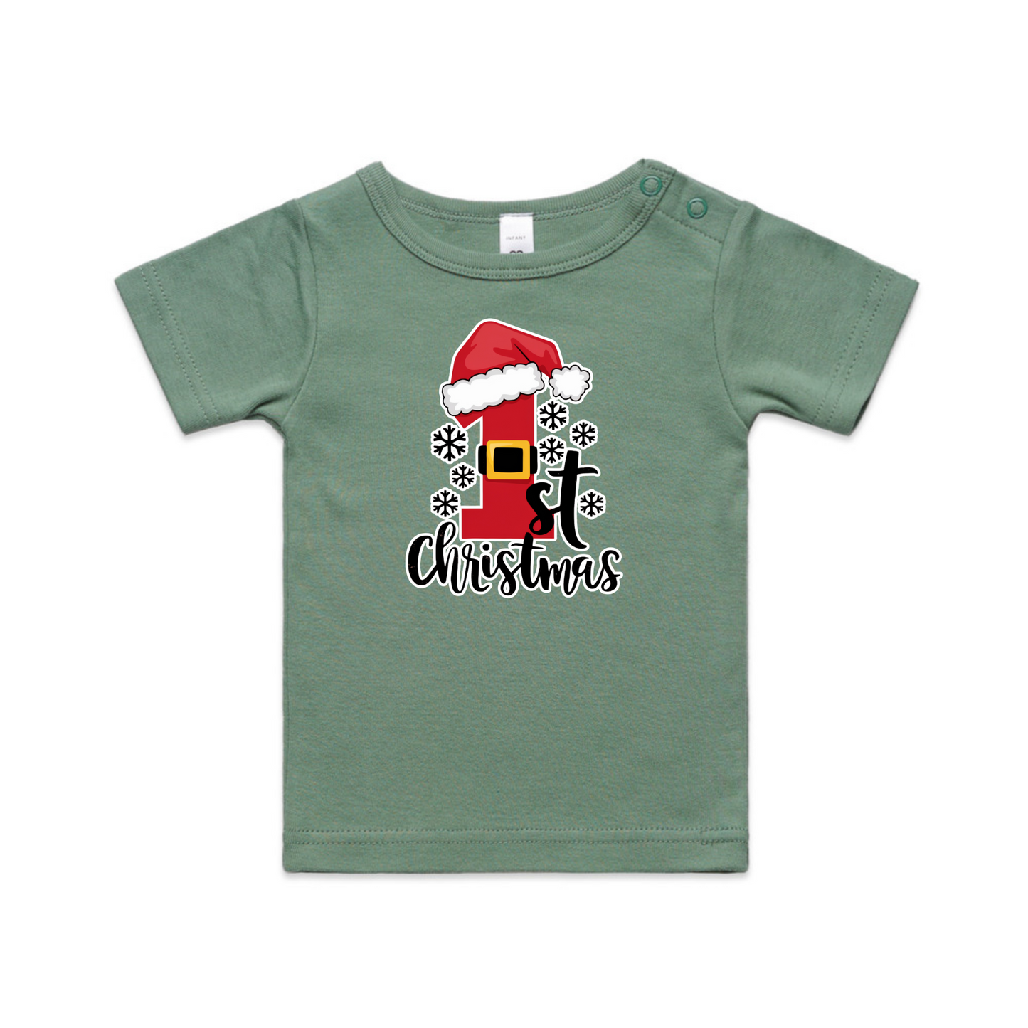 1st Christmas Hat XMAS - Organic Infant Tee OR Bodysuit