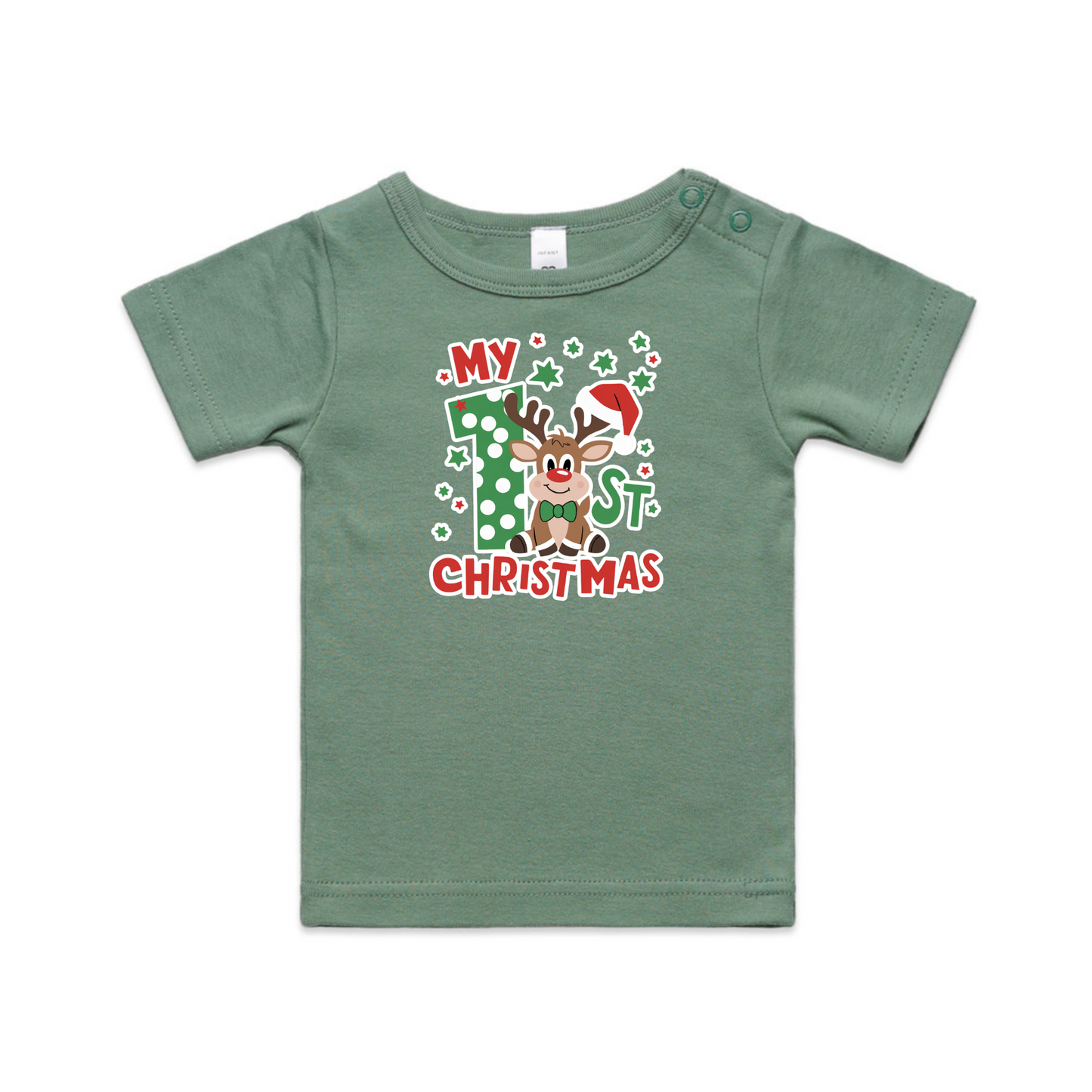 1st Christmas Reindeer XMAS - Organic Infant Tee OR Bodysuit
