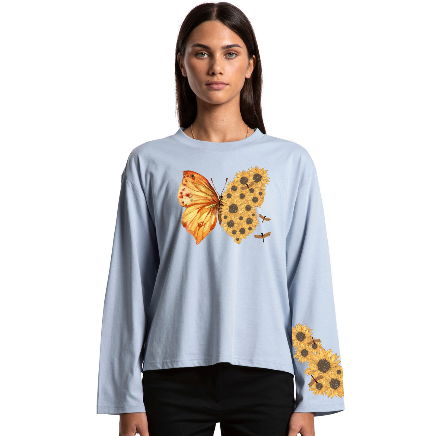 Womens Flutterby Sunflower Boxy L/Sleeve