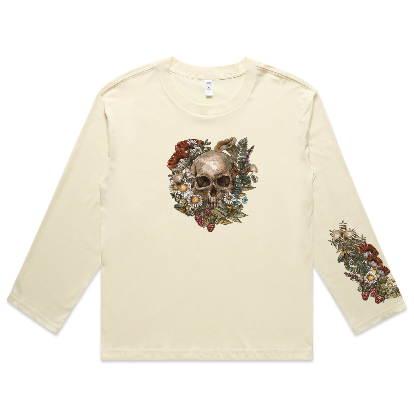 Womens Wild Flora Skull Boxy L/Sleeve