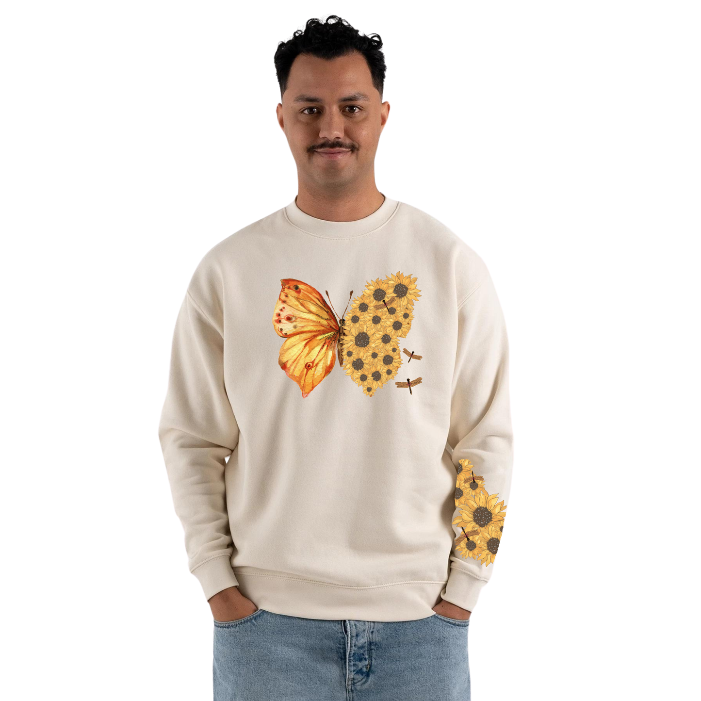 Mens Flutterby Sunflower Crew Neck
