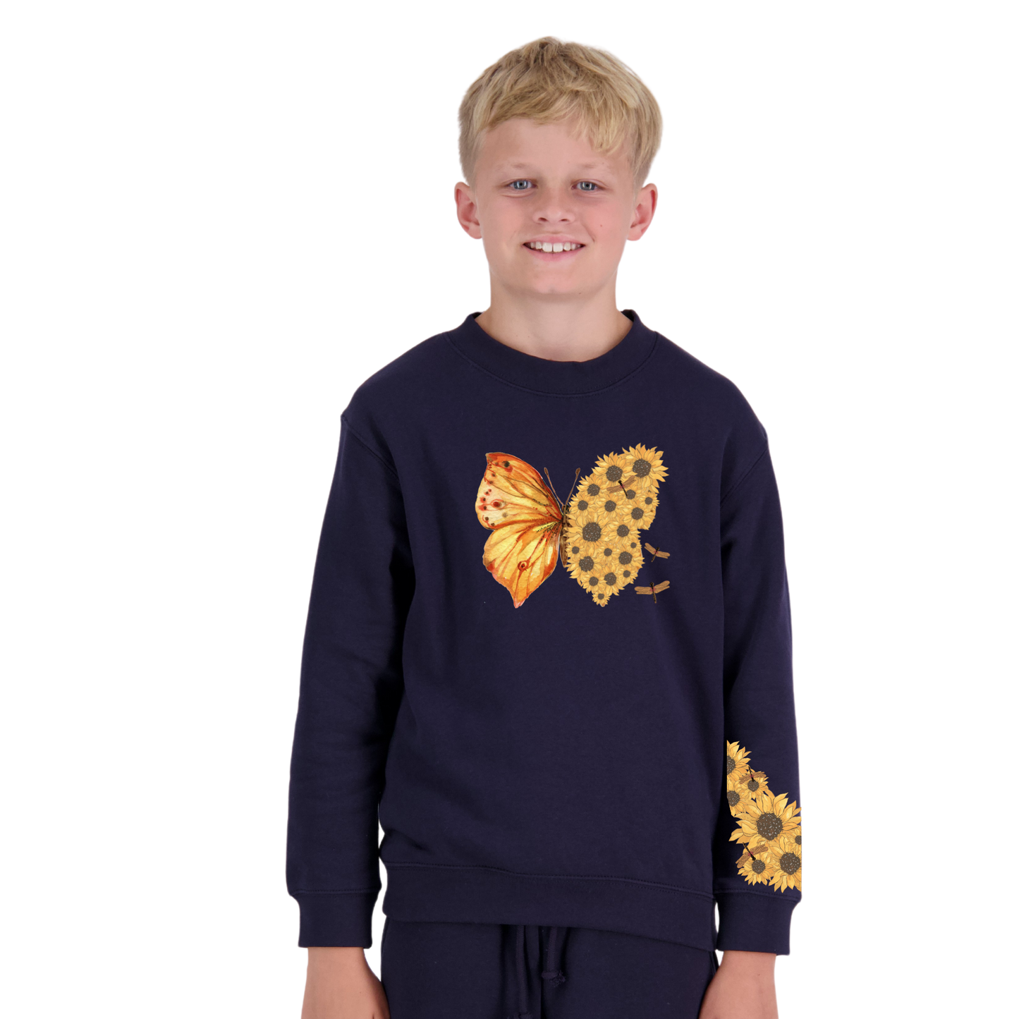 Kids Flutterby Sunflower Crew Neck