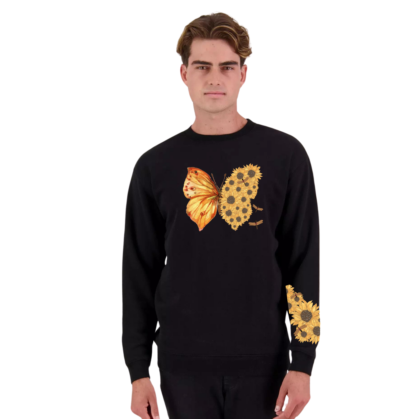 Mens Flutterby Sunflower Crew Neck