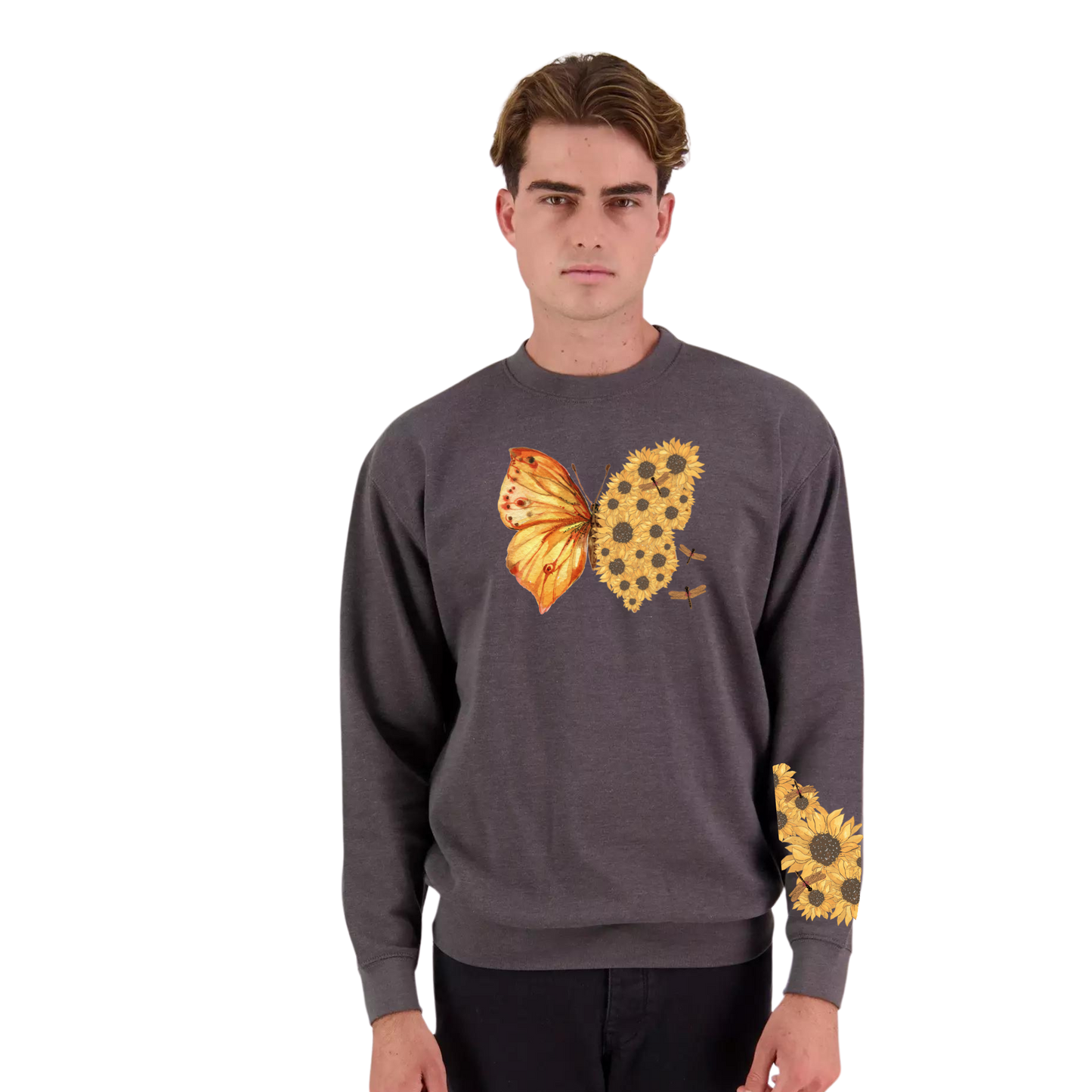 Mens Flutterby Sunflower Crew Neck