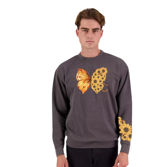 Mens Flutterby Sunflower Crew Neck