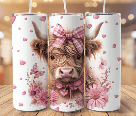 Pink Highland Cow - Tumbler & Bottle