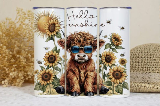 Sunflower Highland Cow - Tumbler & Bottle
