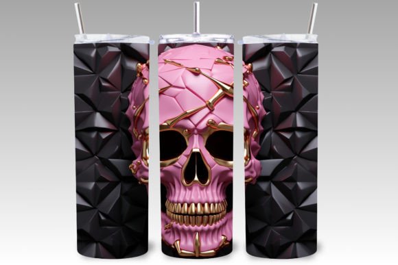 Pink & Gold Skull - Tumbler & Bottle