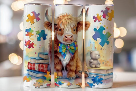 Autism Awareness Highland Cow - Tumbler & Bottle