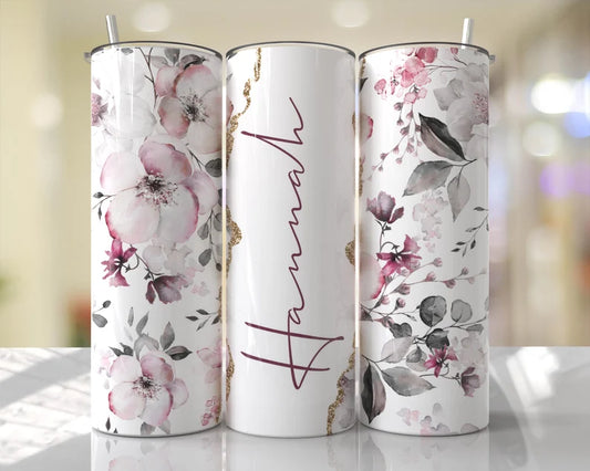 Light Floral Name - Tumbler & Bottle