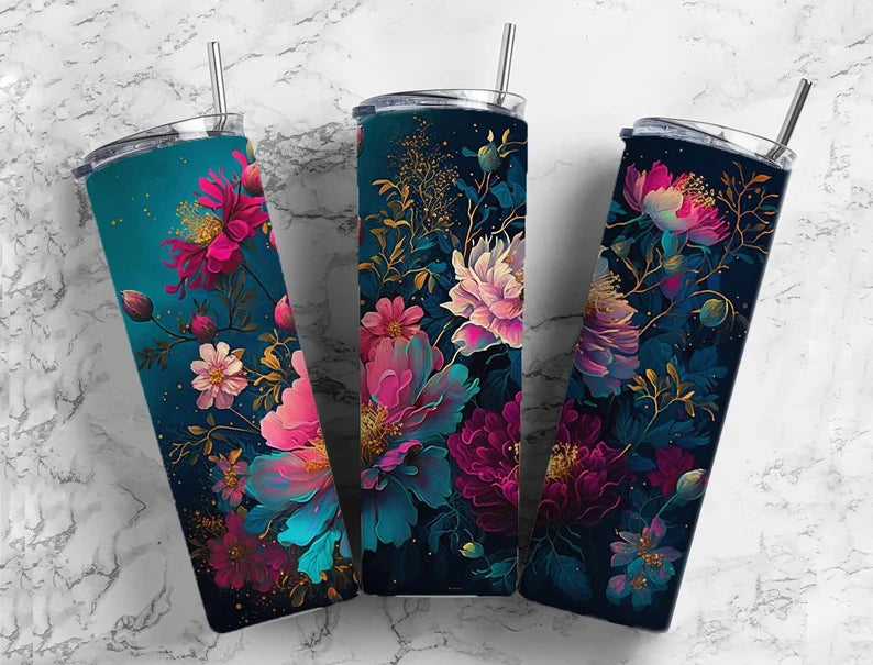 Blue, Pinks & Gold Floral - Tumbler & Bottle