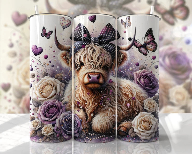 Purple Highland Cow - Tumbler & Bottle