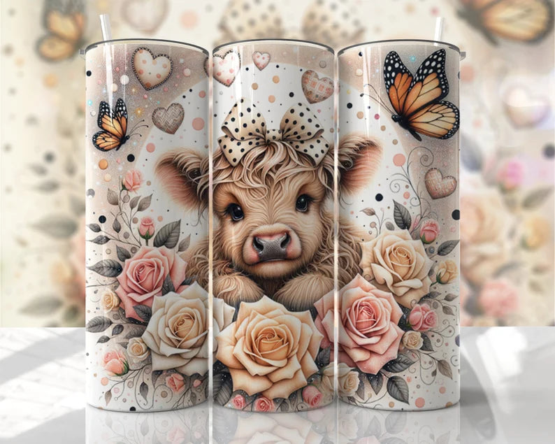 Beige Highland Cow - Tumbler & Bottle