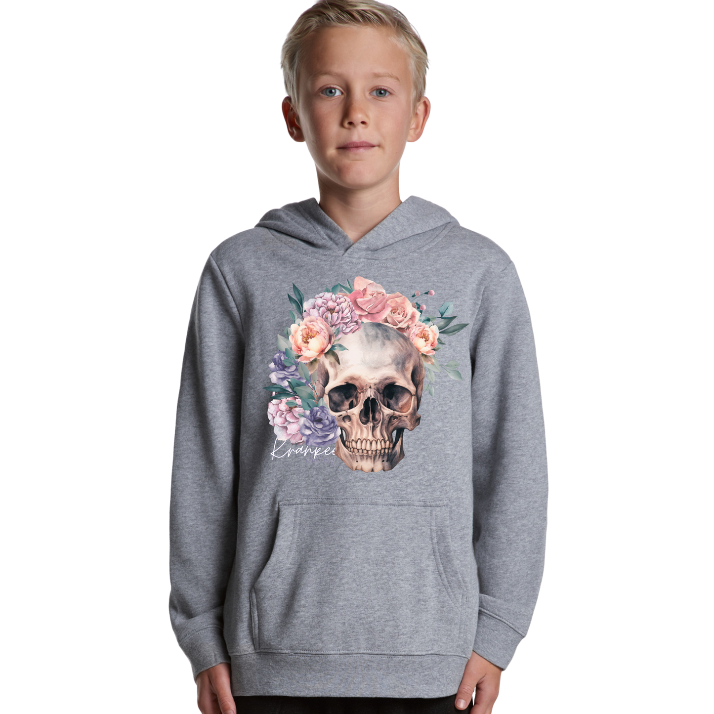 Kids Floral Skull Hoodie
